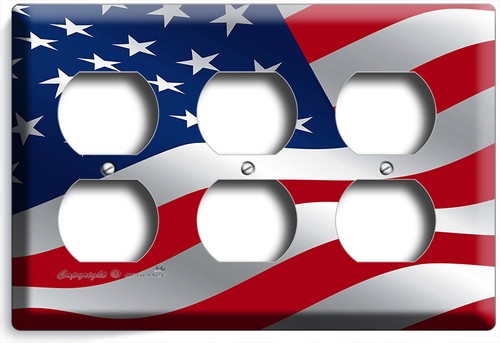 CUBIERTA DE SALIDA DE LUZ CON BANDERA ONDULANTE DE ESTADOS UNIDOS PLACA DE PARED HABITACIÓN DE EE. UU. DECORACIÓN DEL HOGAR - Imagen 13 de 34