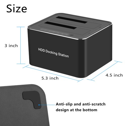 USB 3.0 to Dual SATA Hard Drive Dock Station for 2.5/3.5 Inches HDD SSD Copier - Picture 2 of 11