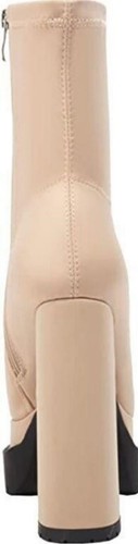 Vivianly Women's Chunky Platform High Heel Nude-ankle High Mid Calf Zipper Boots - Picture 6 of 7