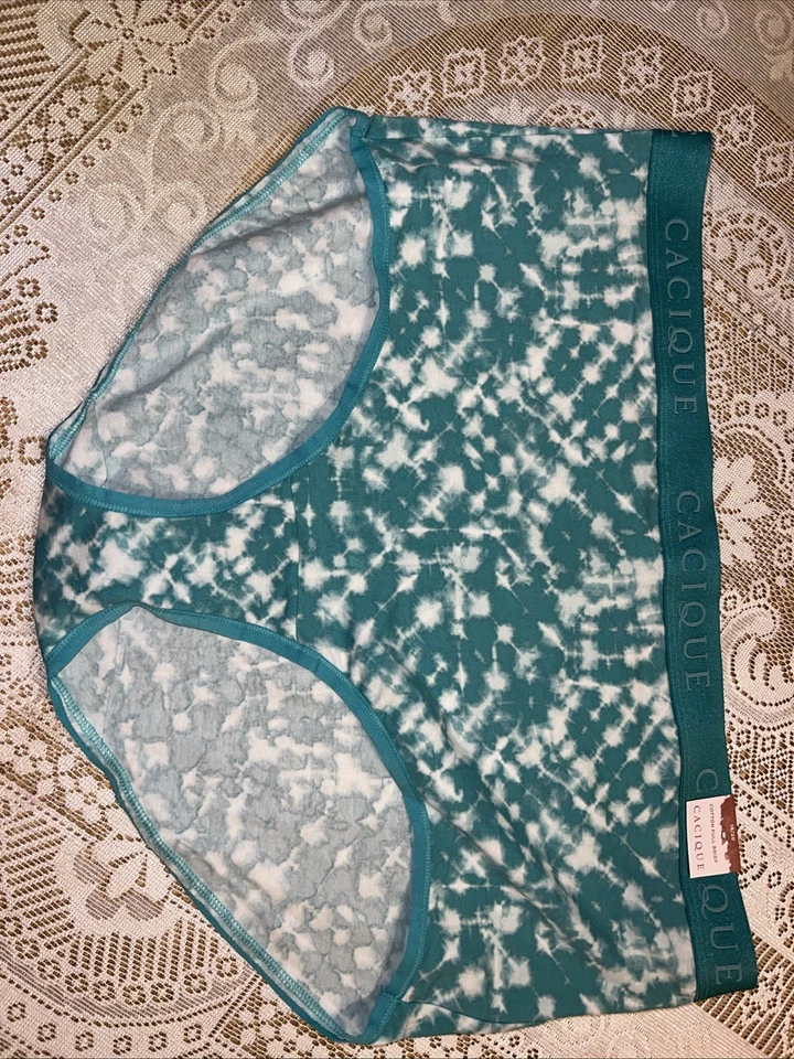 NUEVO Lane Bryant Cacique Algodón Calzoncillo Completo Panty Verde Azulado Blanco talla 18/20 Foto 4 de 4