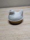 Vintage 1973 AVON Milk Glass Nesting Hen Covered Candy Dish Hen On Nest