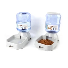 2 Pack Automatic Dog Cat Feeder and Water Dispenser ,Gravity Multi Pet Drinki...