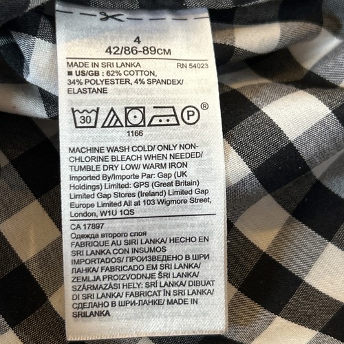 Banana Republic Button Down Front Riley Tailored Fit Blouse Black White Check 4 - Picture 4 of 5