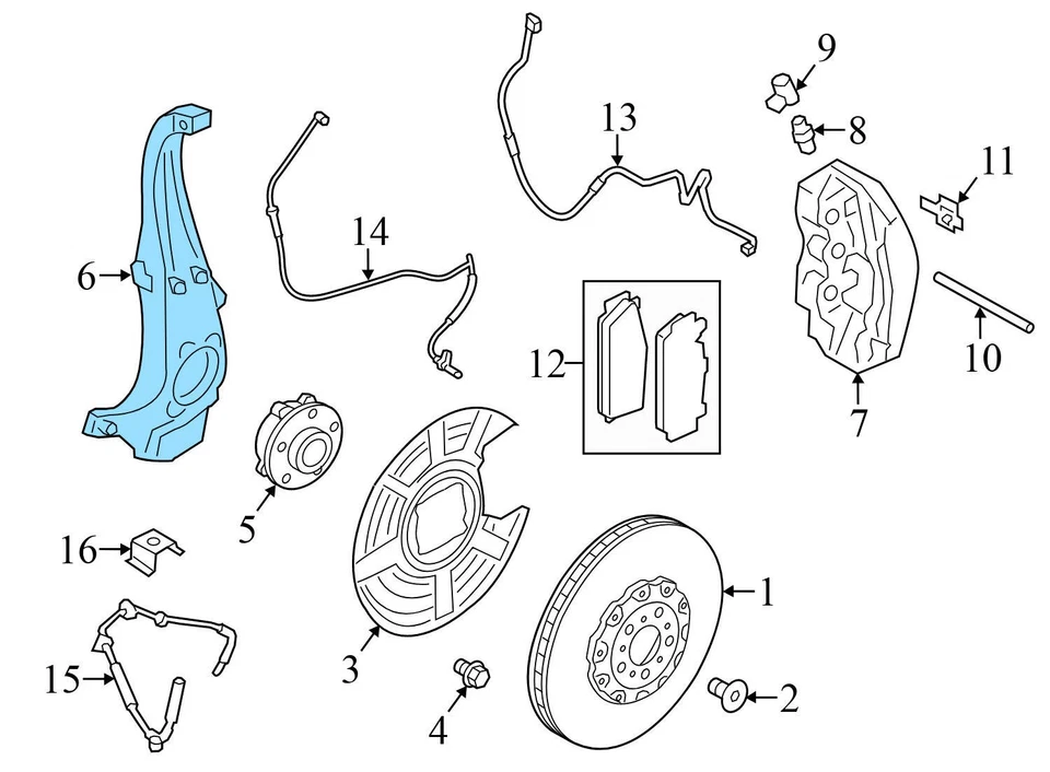 BMW M5 2012-2016 4,4 L - Nudillo de husillo delantero derecho con cojinete de rueda 2284054 Foto 4 de 4