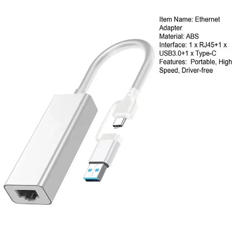 USB 3.1 Type-C Port to RJ45 Gigabit Ethernet LAN Network suppprt 10/100/1000MBPS - Picture 2 of 13