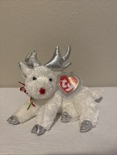 Ty Beanie Baby SLEIGHBELLE White Reindeer Vintage Plush Tag Protector Plastic