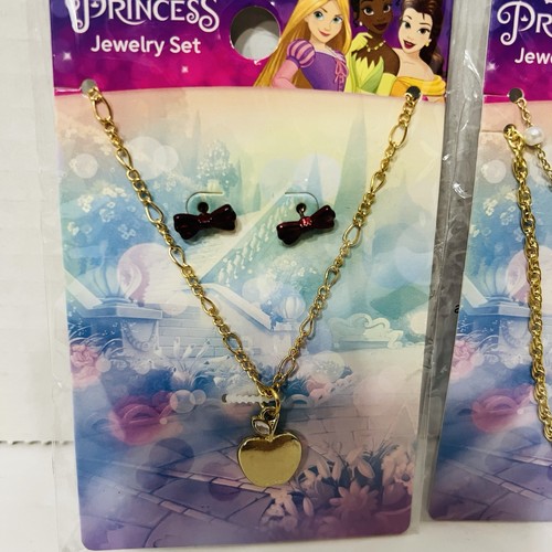Disney Prinzessin Mädchen Modeschmuck Set Ohrringe & Halskette Cosplay 2 Stück - Bild 2 von 5