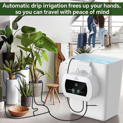 Self-Watering System with Timer, Custom Schedule, Indoor Plant Care Made Easy