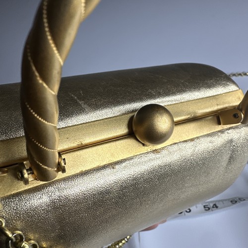 Rara pochette da sera Inge Christopher in metallo dorato morbido, borsa cocktail Minaudière - Foto 19 di 19
