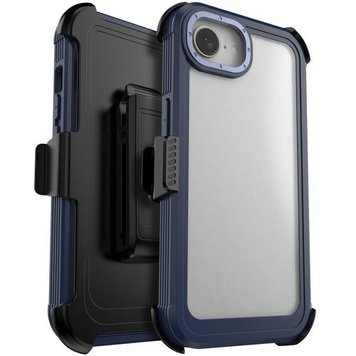 For iPhone 16e Case Heavy Duty Shockproof Protective Clear Back Cover With Clip - Picture 16 of 22