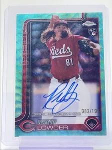 RHETT LOWDER 2025 TOPPS CHROME ROOKIE AQUA WAVE REFRACTOR RC AUTO 082/199