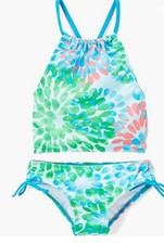 Kanu Surf Girls' Daisy Beach Sport Halter Tankini 2-Piece Swimsuit Size 12 9158