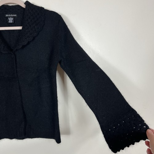 Alexandra Bartlett Wool Angora Sweater Cardigan Small Witchy Whimsigoth Black - Picture 5 of 8