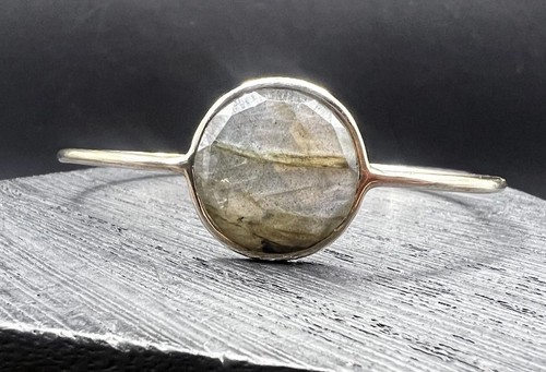 Labradorit Gold über Sterling Silber Armreif Armband signiert 925 TJ - Bild 3 von 11