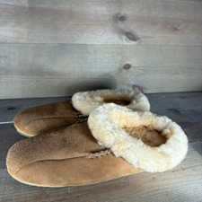ll bean wicked good womens size 7 shoes brown suede shearling lined slippers