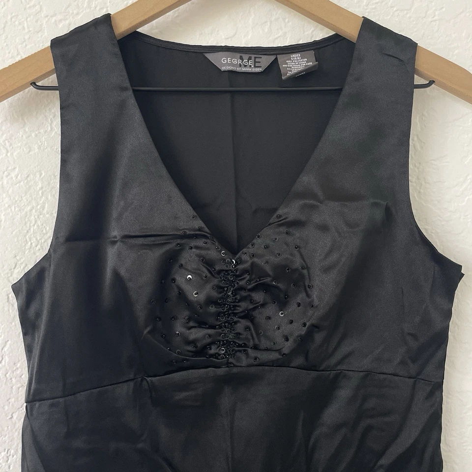 Top Babydoll George Y2K Años 90 Talla S Negro Satinado Bruja Gótico Capricho De Colección Hada Vamp Foto 4 de 4