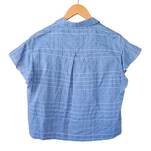Anthropologie DOLAN Larissa Blue Flutter Sleeve Button Down Top Small Spring - Picture 7 of 8