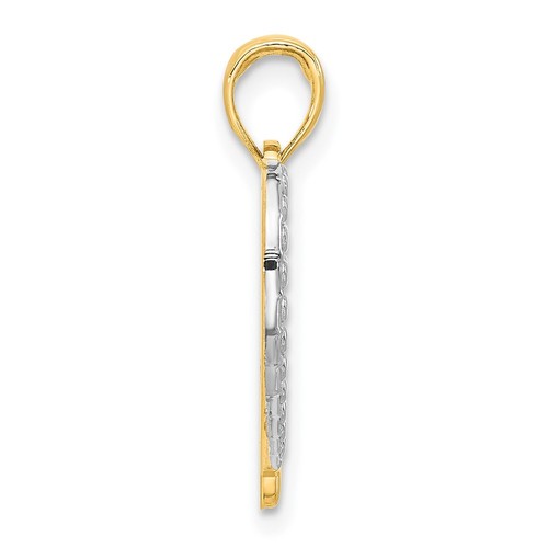 14k Gelbgold und Rhodium poliert Herz Anhänger perfektes Geschenk für sie - Bild 2 von 4