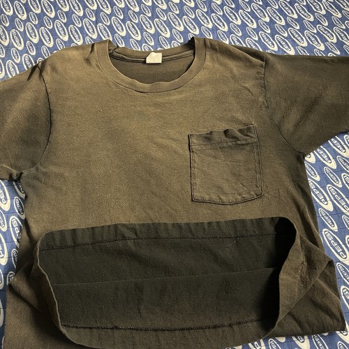Vtg Single Stitch Gradient Sunfaded Black Charcoal Selvedge Pocket T Shirt - Picture 3 of 9