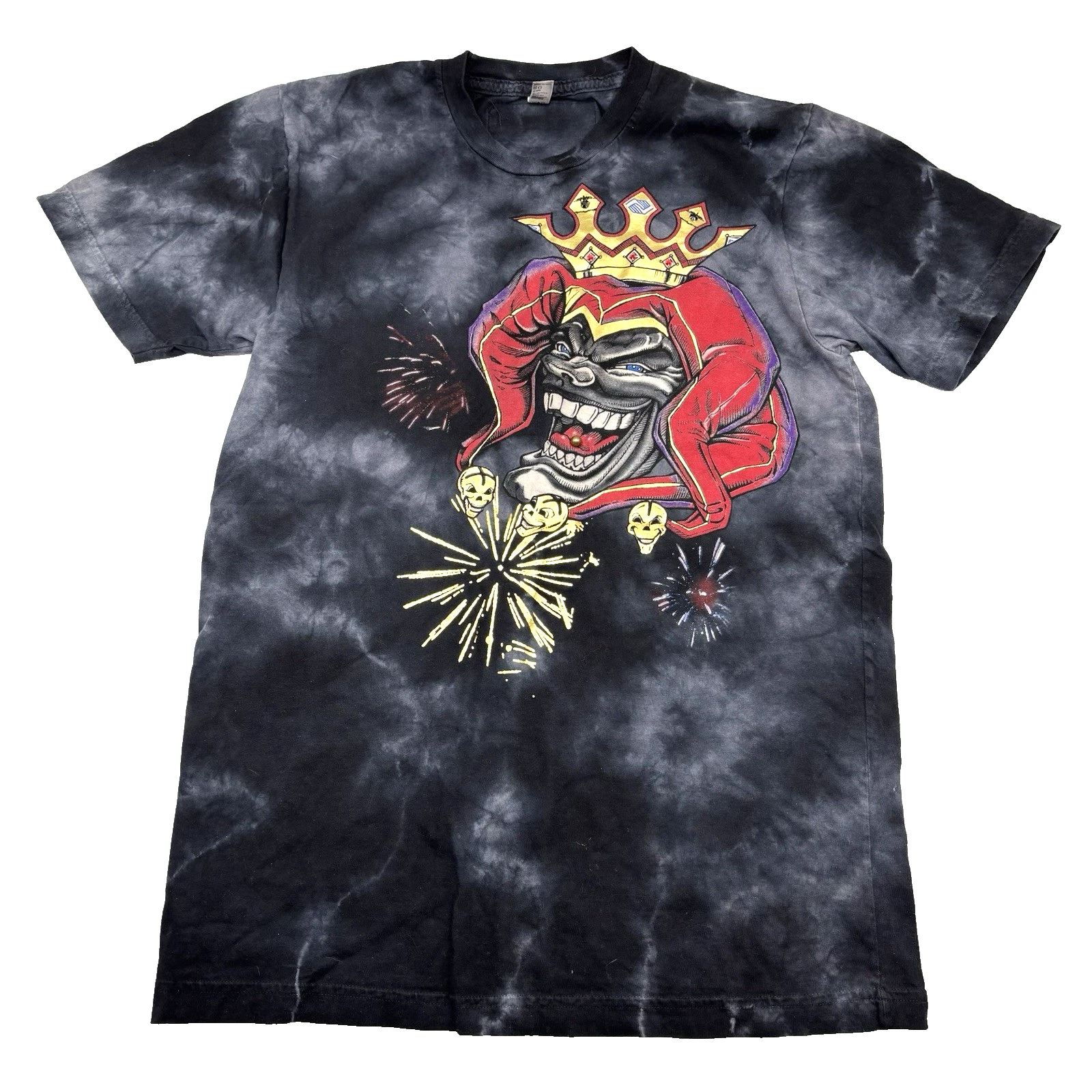 2009 Random Donkey Wear Acid Wash Jester Rhinestone Crown Tongue Piercing Shirt