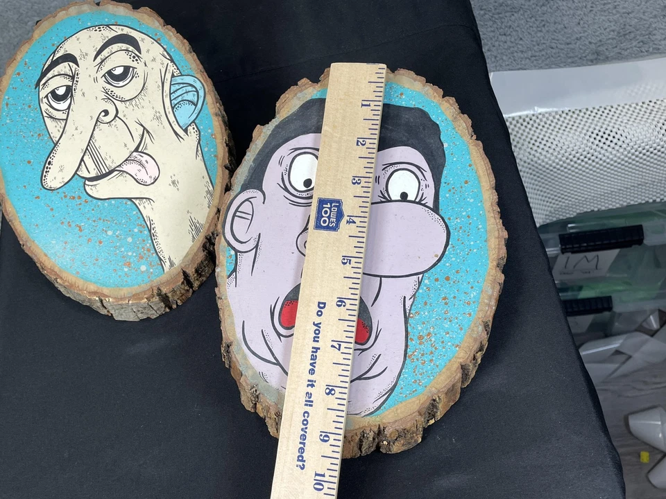 Оригинальный Brian Sanchez Art Funky Портрет Раскрашенный Деревянный Срез Сиэтл Оригинальный Коньки - Изображение 4 из 4