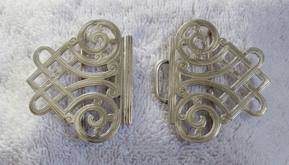 1890's British Hallmark Chester Sterling Silver Arts Crafts Period Belt Buckle - Image 2 of 4