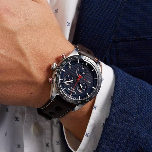 Tissot T-Sport PRS 516 blaues Zifferblatt Lederband Herrenuhr T100.417.16.041.00 - Bild 6 von 7