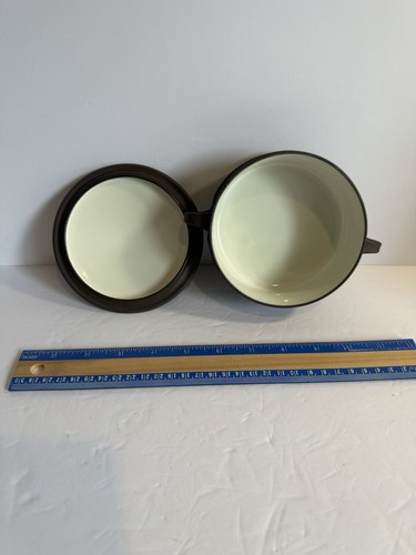 1960er DANSK GERIFFELT FLAMMSTEIN BRAUN ZUCKERDOSE/DECKEL EINZELKASSEROLLE ZERSPLITTERT - Bild 4 von 5