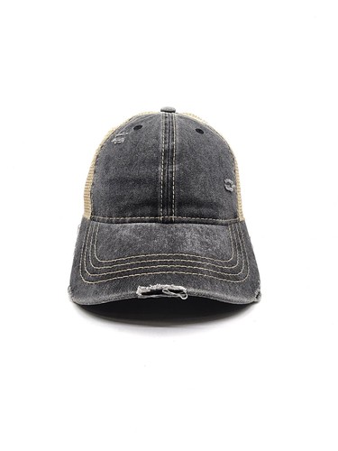 Gorra de béisbol HZ-12070 de mezclilla envejecida lavada cola de caballo para mujer - Imagen 14 de 33