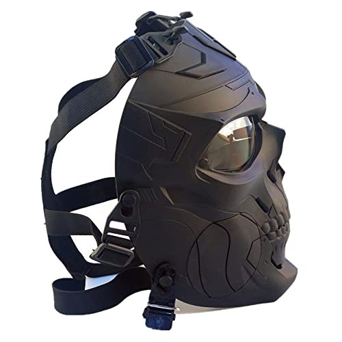 Paintball Tactical Skull Mask Protective Gear Full Face Grey Clear Lens - Picture 5 of 5