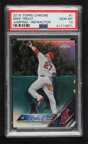 2016 Topps Chrome Refractor Mike Trout (Leaping) #1 PSA 10 GEM MT 7k6