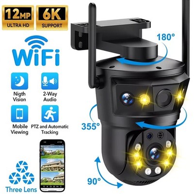 16X Zoom Überwachungskamera Außen 6K 12MP WLAN PTZ WiFi IP Kamera Alert Outdoor