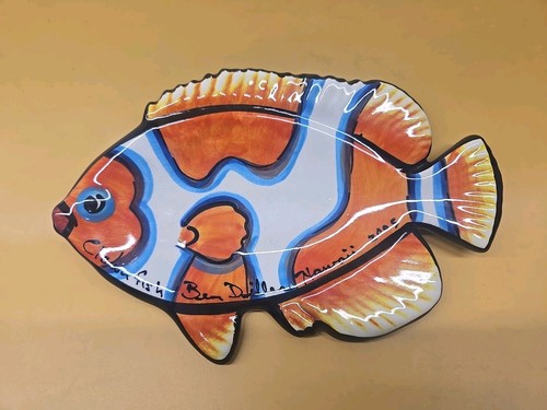 Ben Diller Art Pottery Clown Fish Ceramic Platter Maui Multicolor 8” Nemo 2005 - Picture 1 of 6