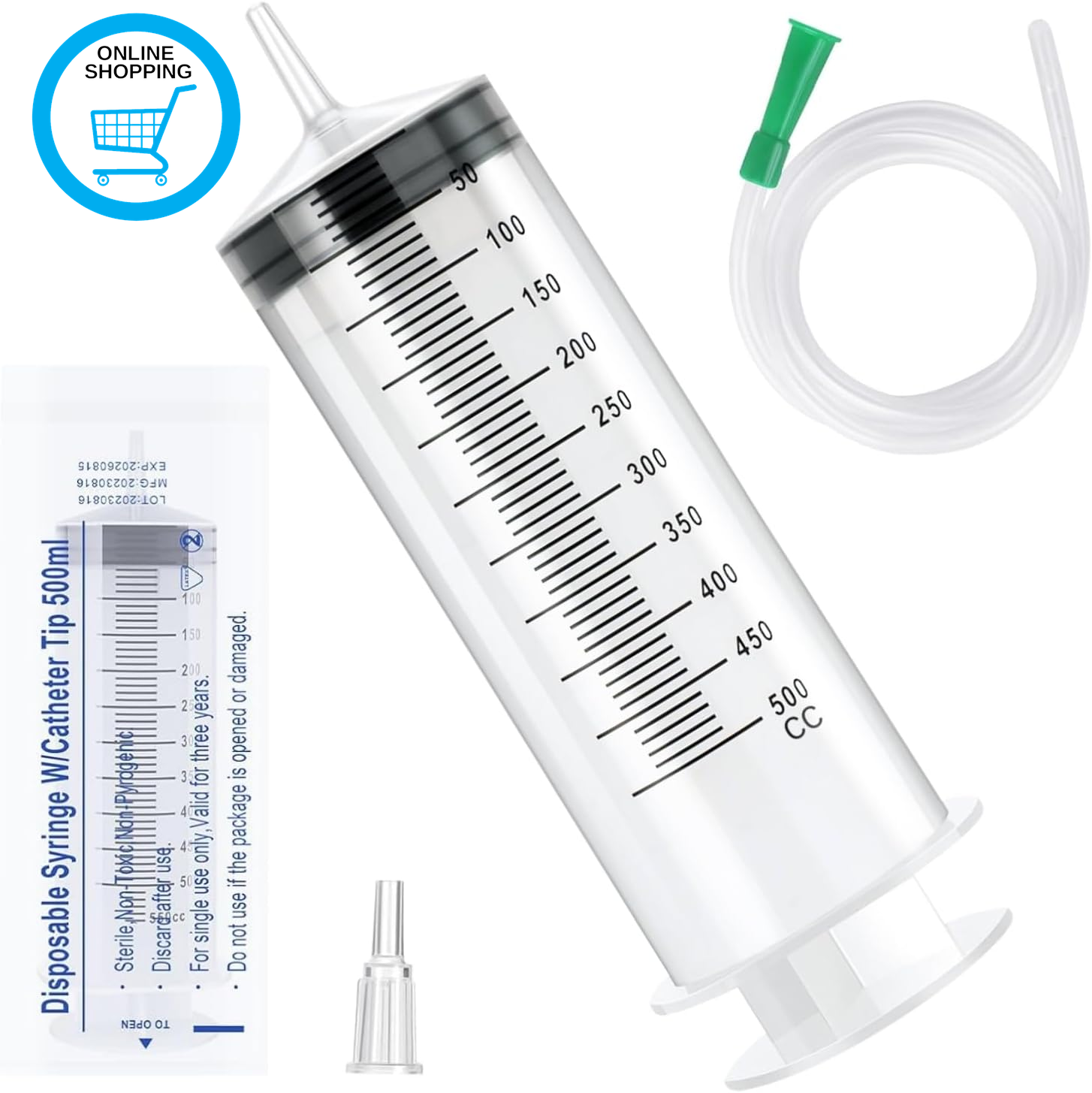 Large Syringe 500Ml,Oil Suction Syringe with Soft Tubes, Large Capacity PP Mater