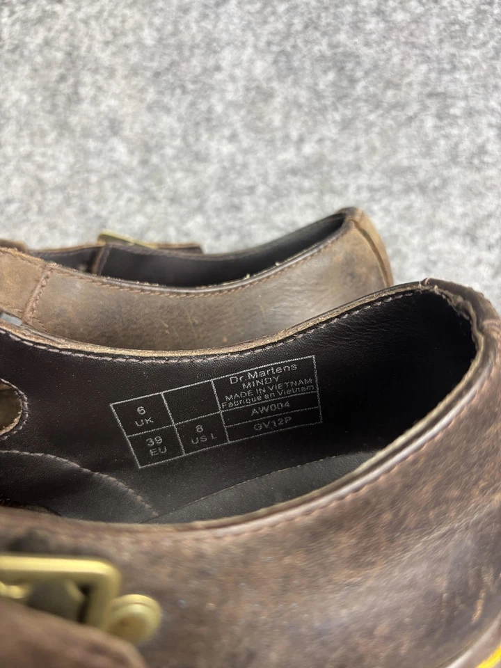 Dr. Martens Shoes Womens Size 8 Brown Mary Jane T-Bar Woven Leather Chunky Heel - Image 2 of 4