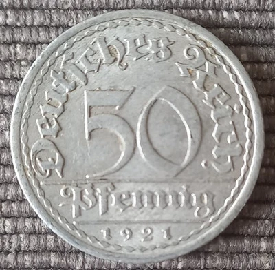 Münze, Deutsches Reich, 50 Pfennig, 1921, A - Bild 1 von 2