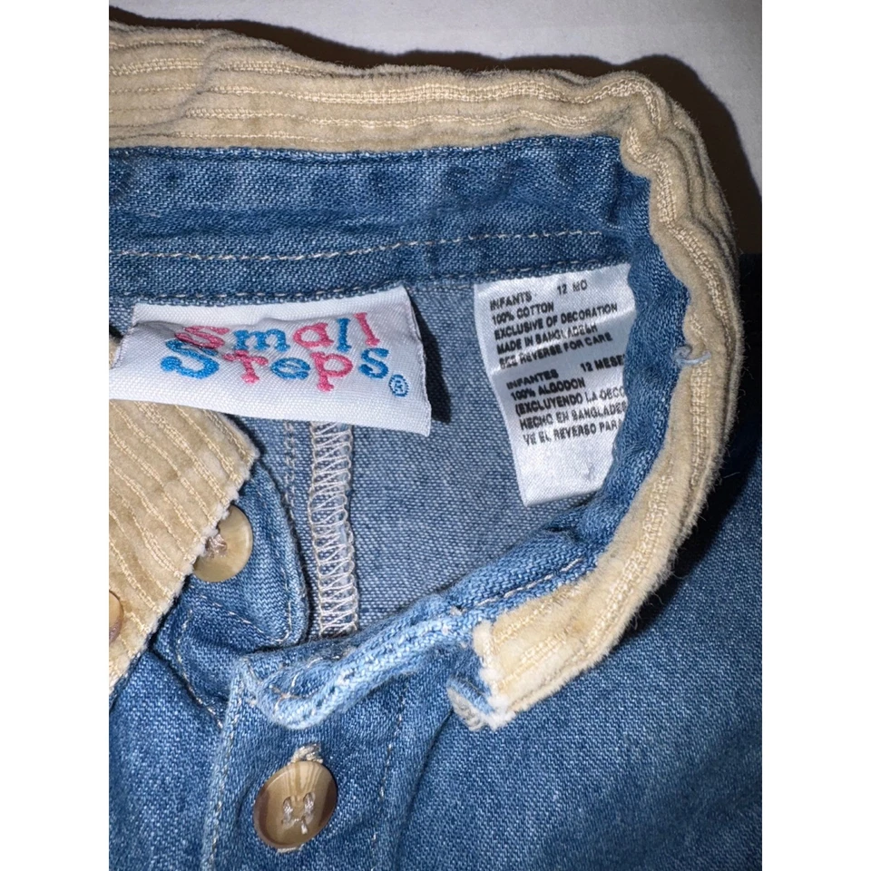 Mameluco vaquero Small Steps cuello pana escudo bordado 12 meses de colección Foto 2 de 4