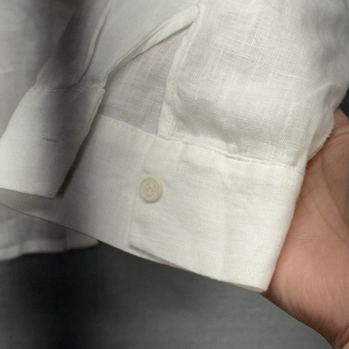 Vince 100% Linen Womens L White Button Up Shirt Long Sleeve Blouse Top Pin Tuck - Picture 9 of 14