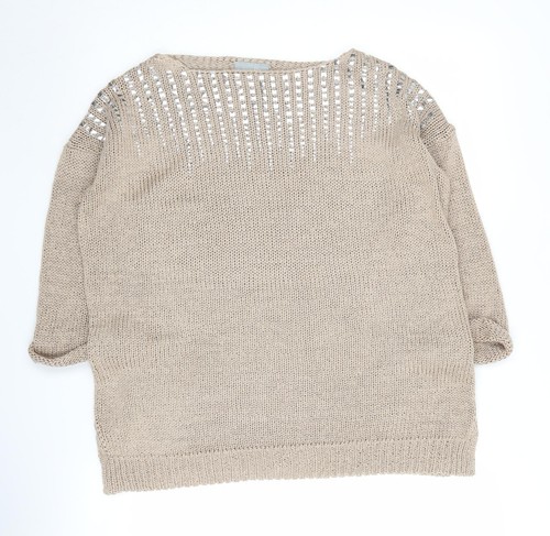 Wallis Pullover Damen Beige M U-Boot Ausschnitt Pulli