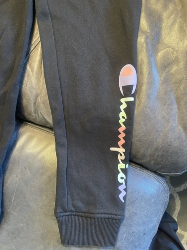 Champion Youth Size 8 Black Side Logo Joggers Pre Owned - Picture 2 of 7