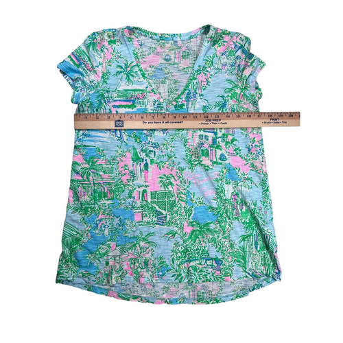 Lilly Pulitzer Etta V-Neck Kurzarm Top Lilly Loves Palm Beach Gr. XS - Bild 5 von 7