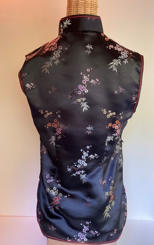 VTG Black Silk Plum Blossom Chinese Cheongsam Blouse – Small 6-8 Solz Squirrel - Picture 7 of 23