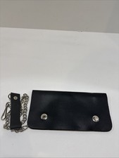 Genuine Leather Black Mini Purse Clutch Biker Look Made In USA