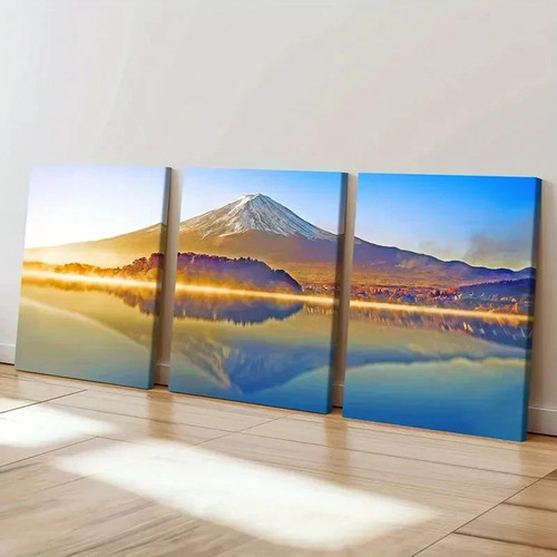 3pcs Natural Snow Mountain Lake Modern Wall Art Canvas Framed 50x70cm - Foto 2 di 3