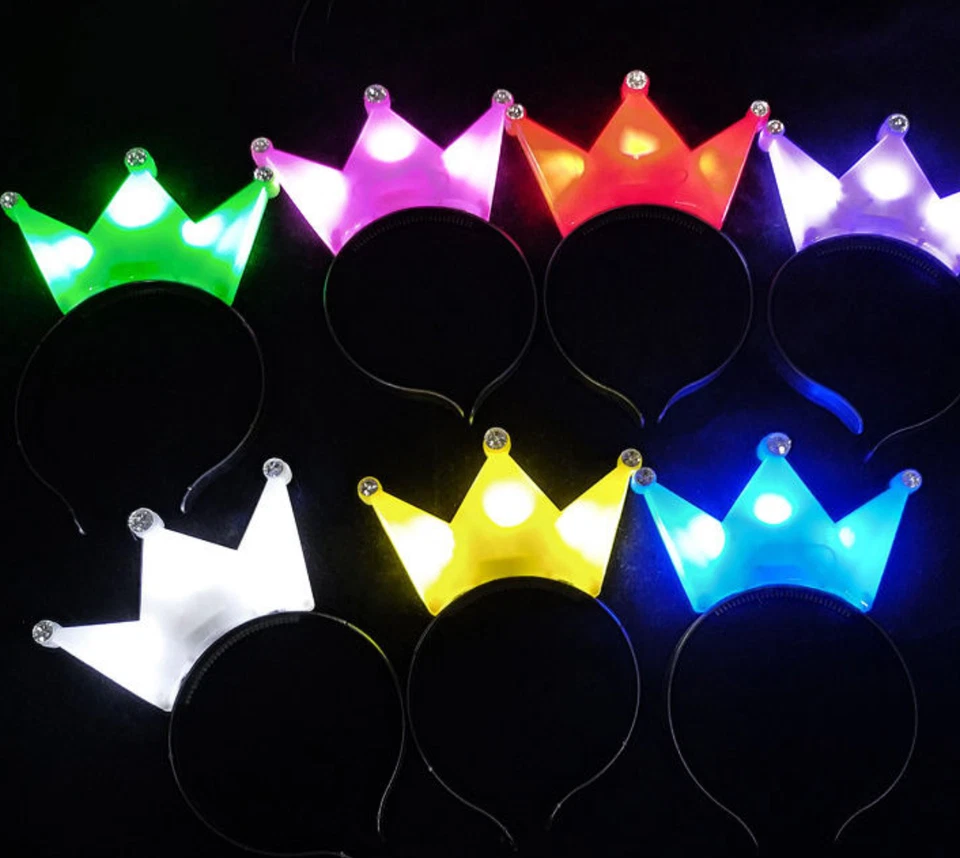 Party Plastic Light up Crown Headbands Led Flashing Crown Headband Hair - Image 3 of 3