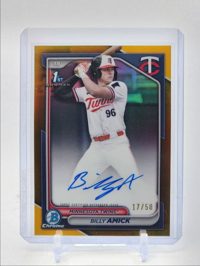 BILLY AMICK 2024 BOWMAN CHROME DRAFT 1ST GOLD REFRACTOR AUTO /50 Q5708