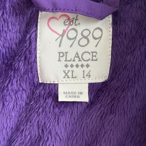 Fleece Zip Up Jacket Sz 14 Purple Furry Coat Cozy Soft Dark Academia Schoolgirl - Picture 5 of 15
