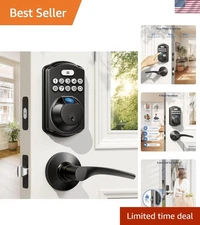 Weatherproof Fingerprint Door Lock - Keypad & 2 Lever Handles, Easy Setup
