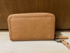 Universal Thread Brown Faux Leather Zip Wallet with Wrist Strap Card Slots