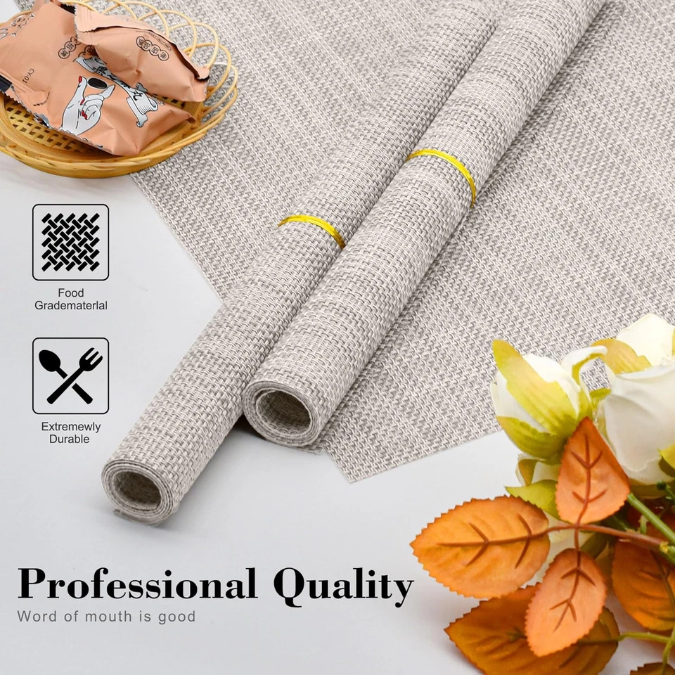 4PCS Washable Vinyl Placemats Heat Resistant Non-Slip Table Mats for Dining Beig - Image 3 of 4